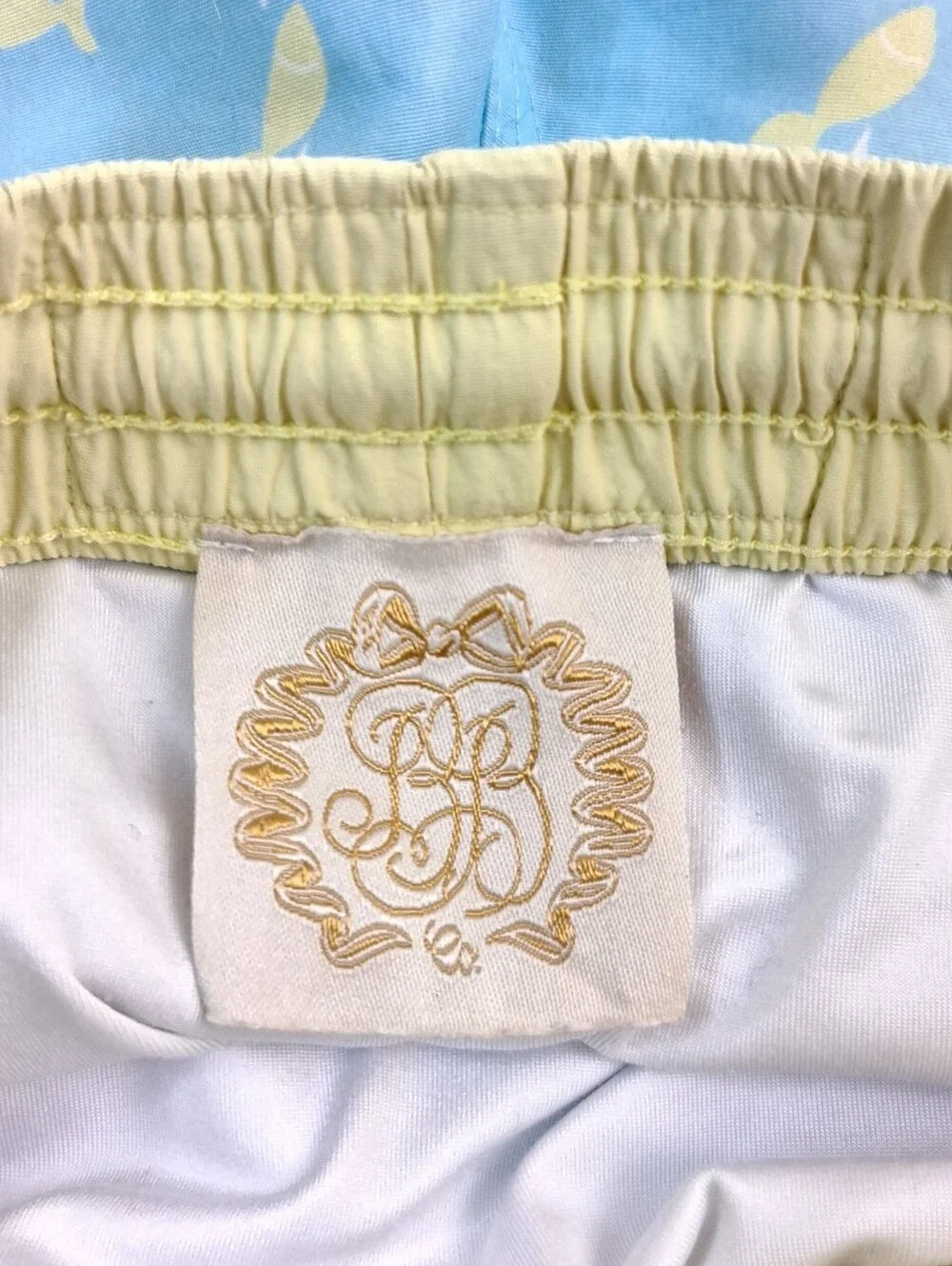 The Beaufort Bonnet Company Go Fish Blue Yellow Swim Trunks